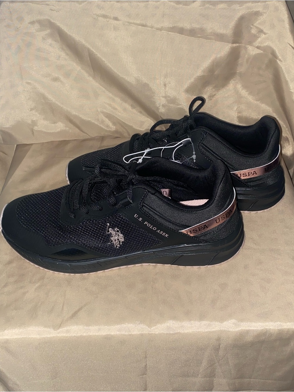 U.S. Polo Assn. Women’s Black Sneakers with Rose Gold Trim
